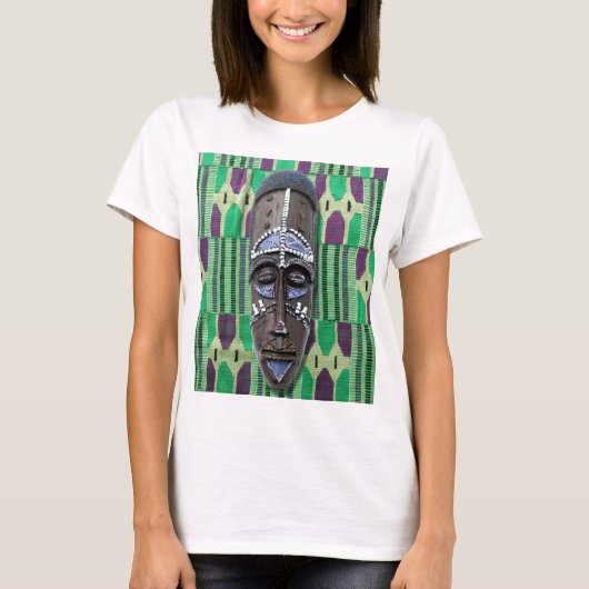 Afrikanischer Tribal Maske Kente Stoffmuster T - S T-Shirt (Vorderseite)