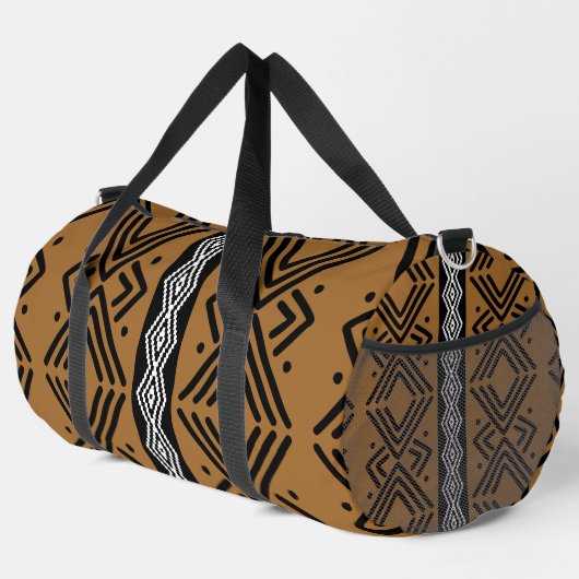 Afrikanischer Tribal-Schlammtuch inspirierte Duffe Duffle Bag (Rechte Ecke)