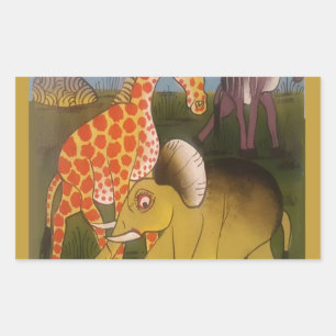 Afrikanischer Trio-Kunstprint Rechteckiger Aufkleber