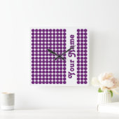 afrikanischer Violet Safari-Dot mit Namen Quadratische Wanduhr (Zuhause)