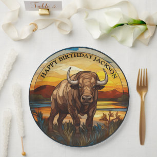 Afrikanischer Wasserbüffel-Geburtstag Pappteller