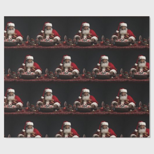 Afrikanischer Weihnachtsmann Candy Wrapping Paper Geschenkpapier (Flach)