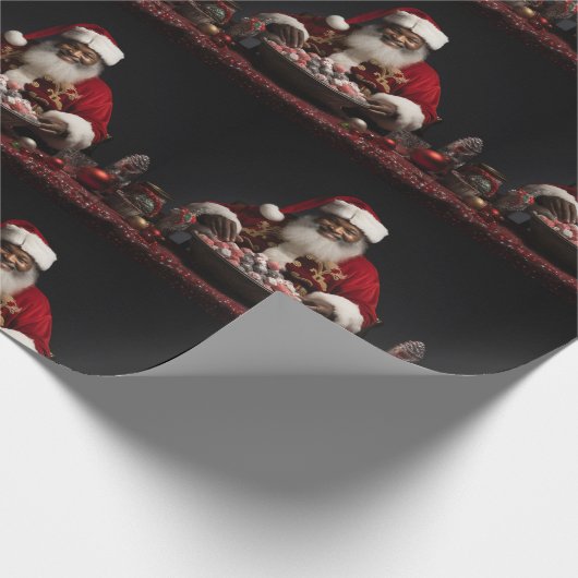 Afrikanischer Weihnachtsmann Candy Wrapping Paper Geschenkpapier (Ecke)
