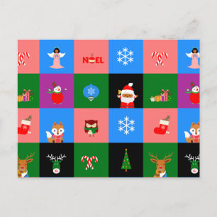 afrikanischer Weihnachtsmann Colorblock Feiertagspostkarte