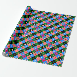 afrikanischer Weihnachtsmann Farbblock Geschenkpapier
