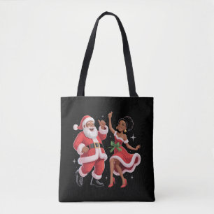 Afrikanischer Weihnachtsmann Frau Claus Tanzender  Tasche
