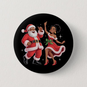 Afrikanischer Weihnachtsmann Frau Claus tanzt amer Button