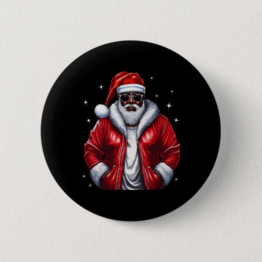 Afrikanischer Weihnachtsmann Pajama Cool Black Button (Vorderseite)