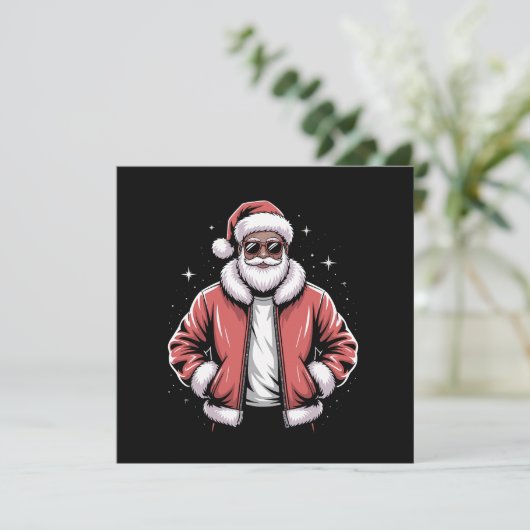 Afrikanischer Weihnachtsmann Pajama Cool Black Einladung (Stehend Vorderseite)