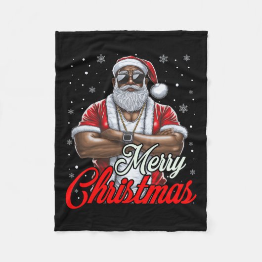 Afrikanischer Weihnachtsmann Pajama Cool Black Fleecedecke (Vorderseite)