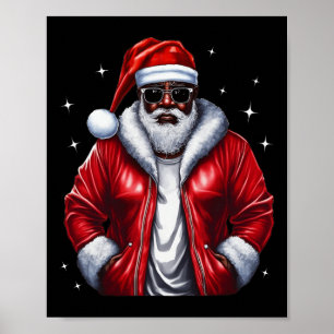 Afrikanischer Weihnachtsmann Pajama Cool Black Poster
