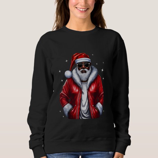 Afrikanischer Weihnachtsmann Pajama Cool Black Sweatshirt (Vorderseite)