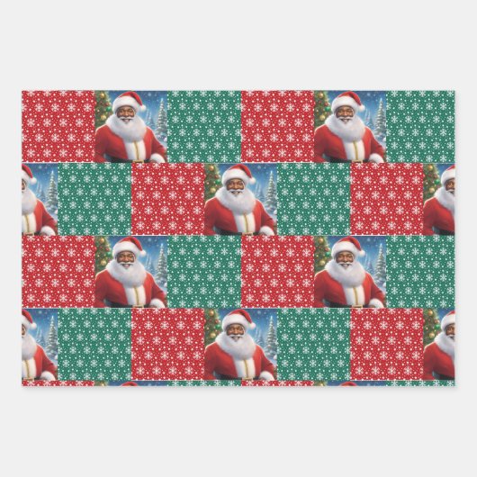 Afrikanischer Weihnachtsschnee in Rot und Grün Geschenkpapier Set (Vorderseite 2)
