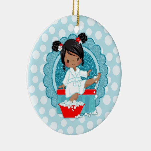 Afrikanischer Wellness-Center Girl Bubbles Türkis Keramik Ornament (Rechts)