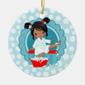 Afrikanischer Wellness-Center Girl Bubbles Türkis Keramik Ornament (Vorne)