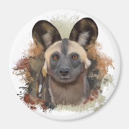 Afrikanischer Wildhund | Abstrakter Paint-Spritzer Magnet