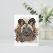 Afrikanischer Wildhund | Abstrakter Paint-Spritzer Postkarte (Stehend Vorderseite)