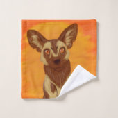 Afrikanischer Wildhund Badhandtuch Set (Waschlappen)