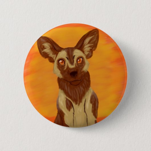 Afrikanischer Wildhund Button (Vorderseite)