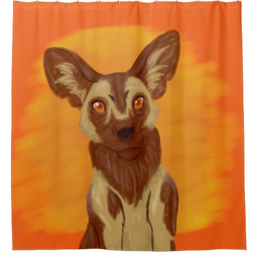 Afrikanischer Wildhund Duschvorhang (Vorderseite)