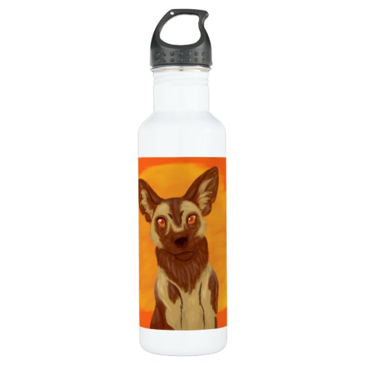Afrikanischer Wildhund Edelstahlflasche (Vorderseite)