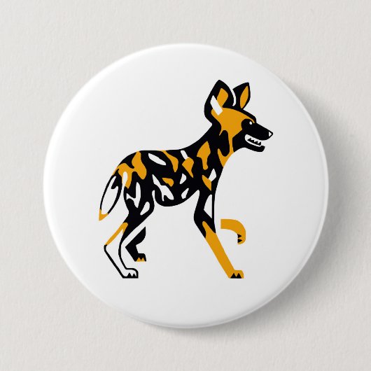 Afrikanischer Wildhund - Kapitän-Jagdhund - Natur Button (Vorderseite)
