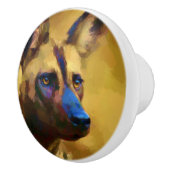 Afrikanischer Wildhund Keramikknauf (Rechts)