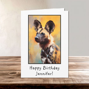 Afrikanischer Wildhund Portrait Happy Birthday Nam Karte