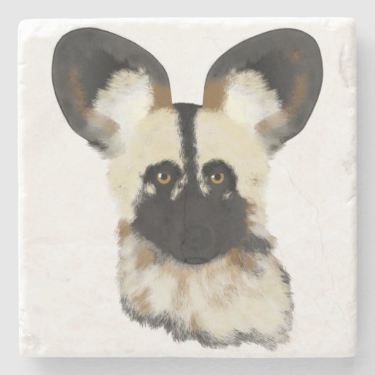 Afrikanischer Wildhund Steinuntersetzer (Vorderseite)