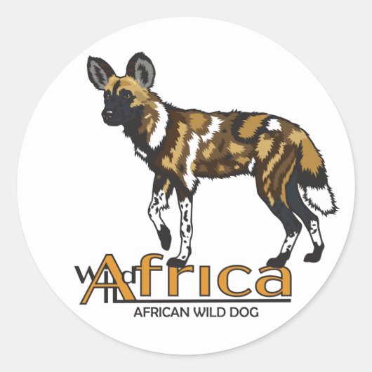 Afrikanischer Wildhund. Wild Afrika Runder Aufkleber (Vorderseite)