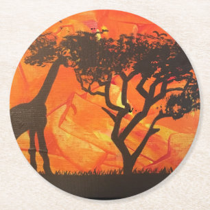 Afrikanischer Wüste Safari-Untersetzer Runder Pappuntersetzer
