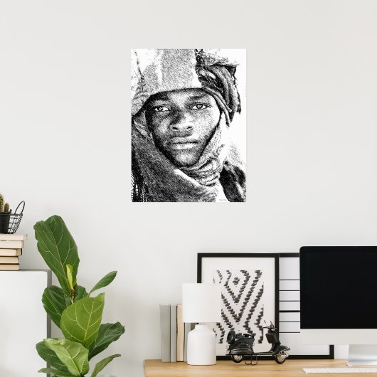Afrikanischer Wüstenjunge Poster (Heimbüro)