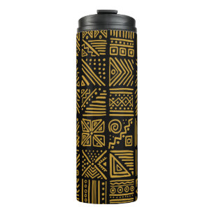 Afrikanischer Zusammenprall Vintage nahtloses Must Thermosbecher