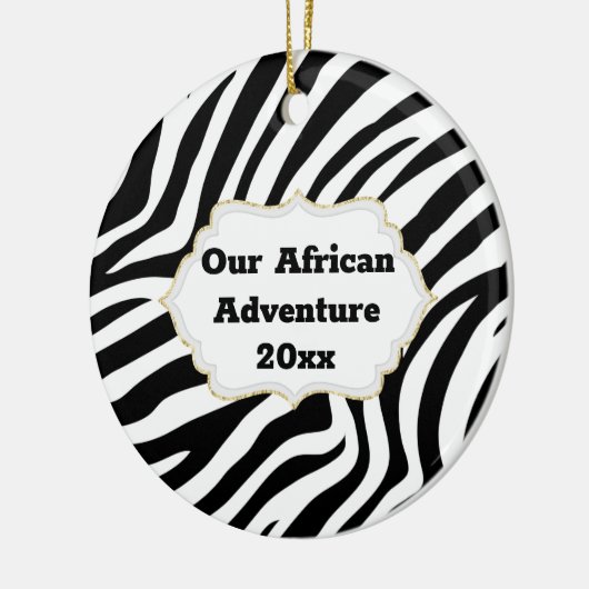 Afrikanisches Abenteuer DIY Foto Jahr Zebrastreife Keramik Ornament (Links)