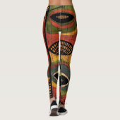 Afrikanisches Abstrakt Brown Black Leggings (Rückseite)
