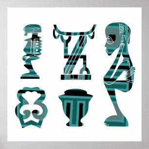 afrikanisches abstraktes, modernes Portrait nach K Poster