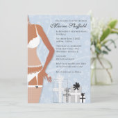 Afrikanisches American Lingerie Brautparty Platinu Einladung (Stehend Vorderseite)