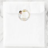 Afrikanisches amerikanisches Baby Boy Baptisc Gold Runder Aufkleber (Tasche)