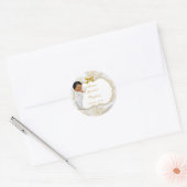 Afrikanisches amerikanisches Baby Boy Baptisc Gold Runder Aufkleber (Umschlag)