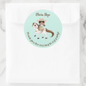 Afrikanisches amerikanisches Cowgirl auf Pferden G Runder Aufkleber (Tasche)