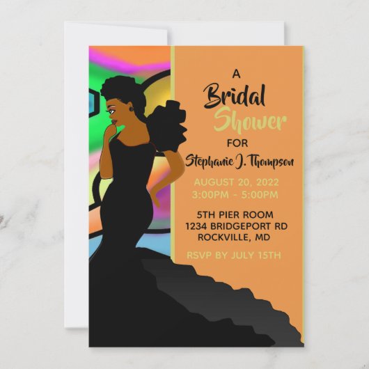 Afrikanisches amerikanisches Elegant-Brautparty Einladung (Vorderseite)