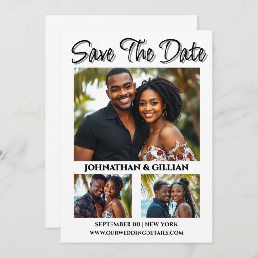 Afrikanisches amerikanisches Foto Save the Date tr (Vorne/Hinten)