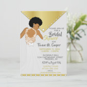 Afrikanisches amerikanisches Goldmedaille-Brautpar Einladung (Stehend Vorderseite)