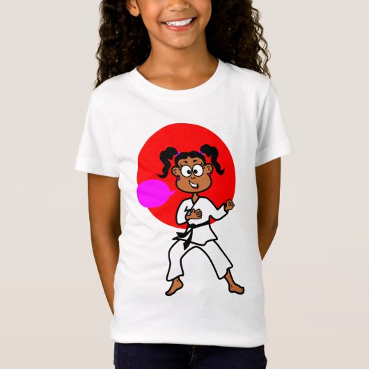 Afrikanisches amerikanisches Karate-Mädchen-Bild T-Shirt (Vorderseite)