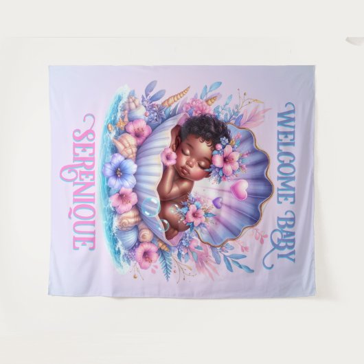 Afrikanisches amerikanisches Kindermädchen in Seas Wandteppich (Vorderseite (Horizontal))