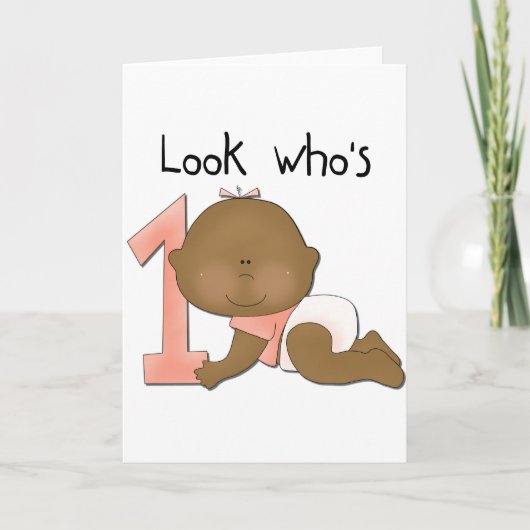 Afrikanisches amerikanisches Mädchen 1. Geburtstag Karte (Vorderseite)