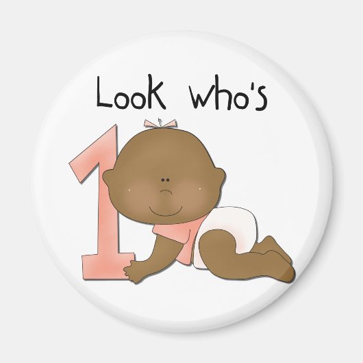 Afrikanisches amerikanisches Mädchen 1. Geburtstag Magnet (Vorne)