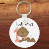 Afrikanisches amerikanisches Mädchen 1. Geburtstag Schlüsselanhänger (Vorderseite)