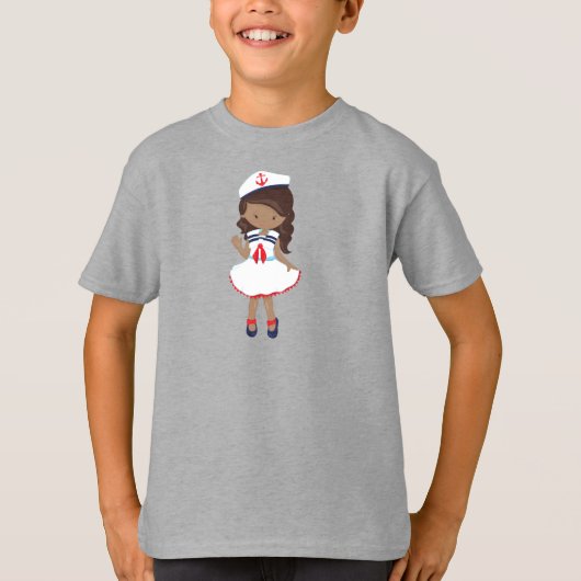 Afrikanisches amerikanisches Mädchen, Bootsführer, T-Shirt (Vorderseite)