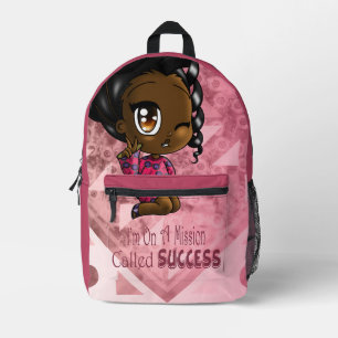 Afrikanisches amerikanisches Mädchen mit positiven Bedruckter Rucksack